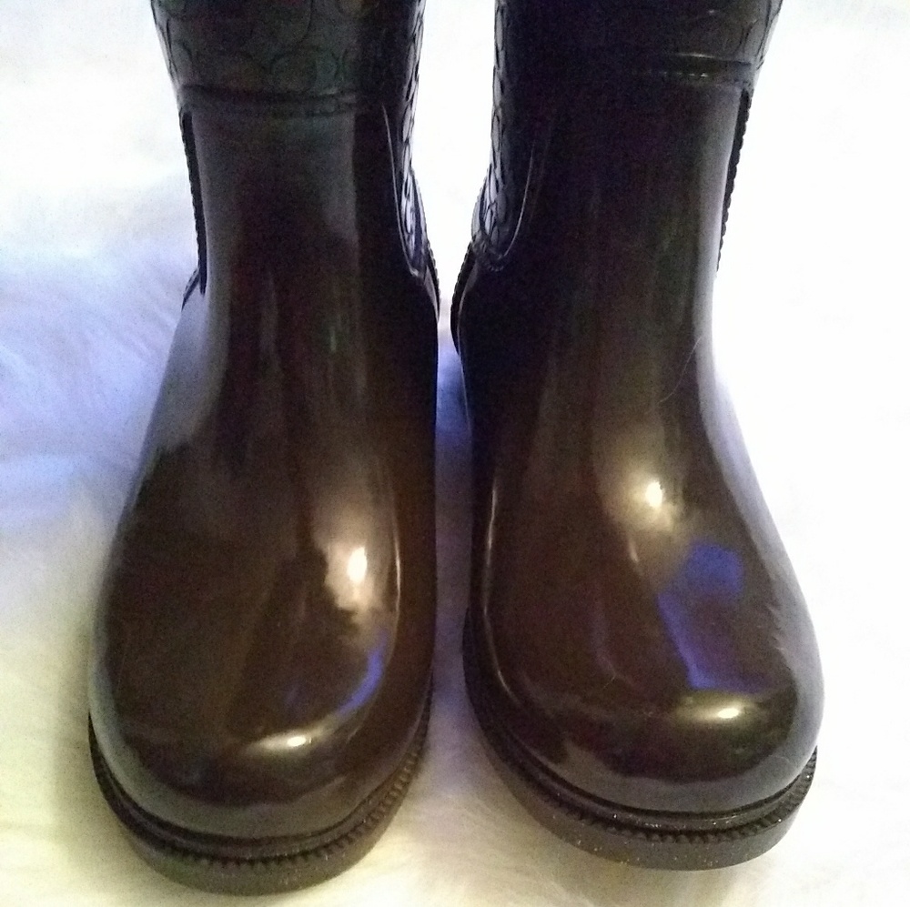 COACH brown RAINBOOTS 10B - Picture 3 of 7
